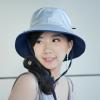 หมวกกันแดด กันยูวี UV Bucket ปีกรอบ มีสายคล้อง สีเงิน/น้ำเงินกรมท่า (ใส่ได้2ด้าน)