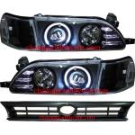 ไฟหน้าโปรเจคเตอร์ TOYOTA AE100-AE101 91-96 ดำ วงแหวน พร้อมมุมดำ และกระจังหน้า