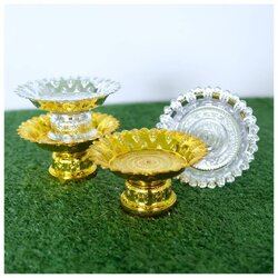 พานนกยูง 14 ซม.ทอง(1*6)เพชร