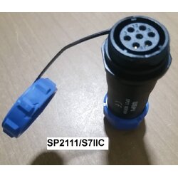 "WEIPU" Connector SP2111/S7 IIC 7pole 15A IP68, cable OD.7-12mm, สายไฟ 2sq.mm ตัวเมียเกลียวในกลางทาง