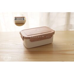 Stainless Bento Box Japanese-style - กล่องเบนโตะสแตนเลส แบบฝาล็อคลายไม้