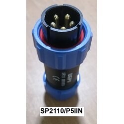 "WEIPU" Connector SP2110/P5 IIN 5pole 30A IP68, cable OD.7-12mm, สายไฟ 4.17sq.mm ตัวผู้เกลียวในกลางทาง