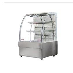 ตู้โชว์เค้ก ขนาด 90 ซม ประตูเลื่อนเปิดด้านหน้า SANDEN SUC-900S สแตนเลส กระจกโค้ง