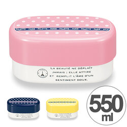 [Paris Palette] Oval slim compact Bento Box - เบนโตะญี่ปุ่นทรงรี ลายจุด