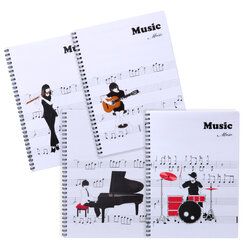 สมุดจดโน้ตดนตรี B5 สันลวด ปกพลาสติก ลายMusic Music