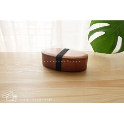 Oval Lacquered Hemlock Bento Box กล่องข้าวญี่ปุ่นรูปไข่สีไม้คลาสสิค 1 ชั้น