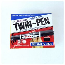 ปากกาเคมี 2 หัว (ตราม้า) สีดำ