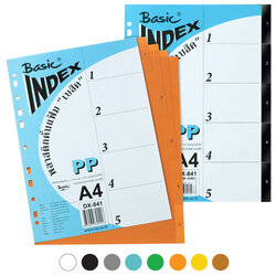 อินเด็กซ์พลาสติกคั่นเอกสาร A4 5หยักก้าน DX-841 พิมพ์1-5
