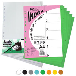อินเด็กซ์พลาสติกคั่นเอกสาร A4 6หยักก้าน DX-842 พิมพ์1-6