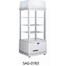ตู้โชว์เครื่องดื่ม กระจก 4 ด้าน แบบ 4 ชั้น Sanden intercool ขนาด 78ลิตร ขนาดเครื่อง 428x386x960mm