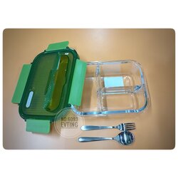 6093 กล่องแก้ว S.Lock No.6093.3ช่อง.950ml.เขียว