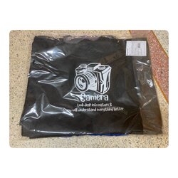 ถุงผ้า สีดำ ลายกล้อง