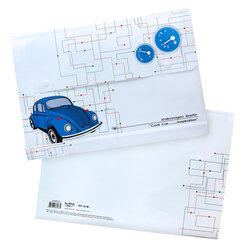 Snap Button Plastic Envelopes F4 Cool Cars Pattern Printed