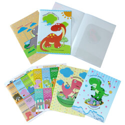 2-Pocket Report Covers A4 with printed Dinosaur Pattern