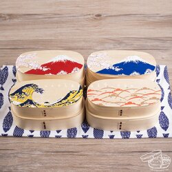 Special Oval 2 stages Shiraki bending magewappa bento box กล่องข้าวญี่ปุ่นวงรีสีไม้ 2 ชั้น ลายพิเศษ