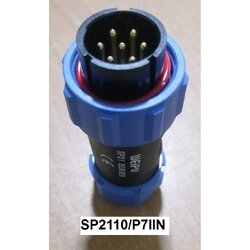 "WEIPU" Connector SP2110/P7 IIN 7pole 15A IP68, cable OD.7-12mm, สายไฟ 2 sq.mm ตัวผู้เกลียวในกลางทาง