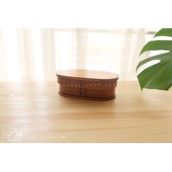 Oval Lacquered Bending magewappa bento box กล่องข้าวญี่ปุ่นรูปไข่สีไม้คลาสสิค 1 ชั้น