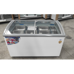 ตู้แช่แข็ง ตู้ไอศกรีม หมูสด ไก่สด หมูกะทะ 2 ระบบ แช่เย็น เเช่แข็ง ขนาด 16 คิว ก.120 x ล.76 x ส.90 ซม. พร้อมถาด 8 ใบ สแตนเลส รุ่นใหม่ กระจกโค้ง