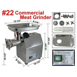 เครื่องบดเนื้อไฟฟ้า สแตนเลส 1100 วัตต์ Sakura เบอร์ 22