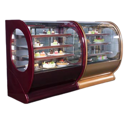 ตู้โชว์เค้ก ขนาด 90, 120, 150, 180 ซม. กระจกโค้ง รุ่นสีแดงเข้ม