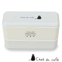[Chat du cafe] Grain length angle Bento Box - เบนโตะญี่ปุ่นทรงสี่เหลี่ยม ลายน้องแมว สีขาว