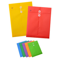 Plastic Envelopes with Button and String Tie Closure Bright Colors
