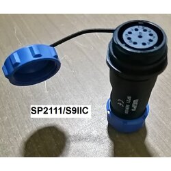 "WEIPU" Connector SP2111/S9 IIC 9pole 5A IP68, cable OD.7-12mm, สายไฟ 0.75sq.mm ตัวเมียเกลียวในกลางทาง