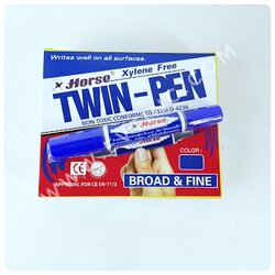 ปากกาเคมี 2 หัว (ตราม้า) สีน้ำเงิน