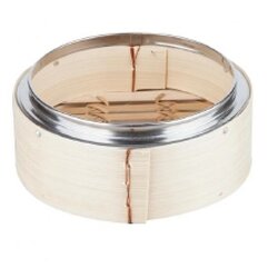 เข่งติ่มซำ 5นิ้ว ไม้ไผ่ ขอบสแตนเลส