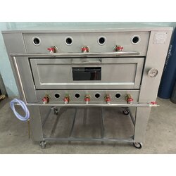 เตาอบแก๊ส 2 ชั้น 2 ถาด แก๊ส 5 หัวข้างล่าง รุ่นเพิ่มไฟด้านบน 3 หัว