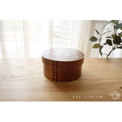 Boiled-Rice Lacquered bending magewappa bento box - กล่องข้าวญี่ปุ่นทรงกลม สีไม้คลาสสิค 1 ชั้น
