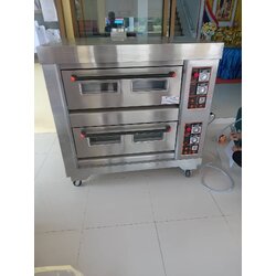 เตาอบแก๊สควมคุมด้วยไฟฟ้า 2 ชั้น 4 ถาด สแตนเลสทั้งตัว