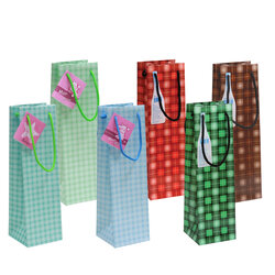 Plastic Bottle Bag with rope handle Plaid pattern