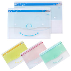 Horizontal Snap Button Plastic Envelopes Smile File Pattern