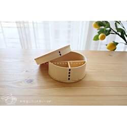 Round Magewappa Bento Box กล่องข้าวญี่ปุ่นทรงกลม สีไม้ 1 ชั้น