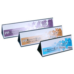 Horizontal Double-sided Table Top Sign Holders Identisign opaque colors