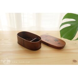 Oval Lacquered Bending magewappa Cherry Blossom Pattern bento box กล่องข้าวญี่ปุ่นทรงรี สีไม้คลาสสิค 1 ชั้น ลายดอกซากุระ