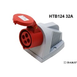 HTB124 ปลั๊กตัวเมียติดลอย 3P+E 32A 380V IP44 6h