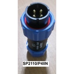 "WEIPU" Connector SP2110/P4 IIN 4pole 30A IP68, cable OD.7-12mm, สายไฟ 4.17sq.mm ตัวผู้เกลียวในกลางทาง