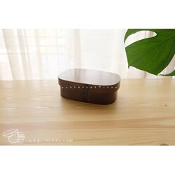 Portable Lacquered bending magewappa bento box กล่องข้าวญี่ปุ่นวงรีเหลี่ยมสีไม้คลาสสิค 1 ชั้น