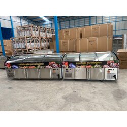 ตู้แช่แข็ง หมูสด ไก่สด หมูกะทะ สองระบบ แช่เย็น เเช่แข็ง ขนาด 40 คิว รุ่นใหม่ กระจกโค้ง King cool BT-250S ขนาด 250 ซม.