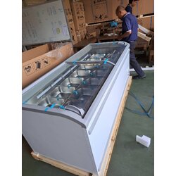 ตู้แช่แข็ง หมูสด ไก่สด หมูกะทะ แช่เย็น เเช่แข็ง ขนาด 28.6 คิว ขนาด 215 ซม ตู้แช่ฝากระจกโค้ง 2 ระบบ รุ่น SNC-0855P