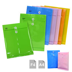 Plastic Envelopes with Button and String Tie Closure Shiny Opaque Colors