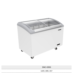 ตู้แช่แข็งฝากระจกโค้ง SANDEN SNC-0355(11.6 คิว ) ขนาดภายนอกกว้าง 122.5 x 69.5 x 92 ซม.