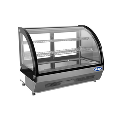 ตู้โชว์เค้ก ตั้งโต๊ะ ทรงโค้ง แบบ 3 ชั้นรวมฐาน ตู้แช่เค้กบนเคาน์เตอร์ กระจกโค้ง ขนาด 700x560x670 มม. ยี่ห้อ ATOSA