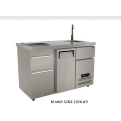 ตู้แช่เย็น + ถังน้ำแข็ง + ซิงค์ล้างจาน 3 in 1 รุ่น SCK3-1206 AR 105 ลิตร (3.7 คิว) ขนาด 120 x 65 x 85 ซม. สเตนเลส 304