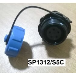 "WEIPU" Connector SP1312/S5C 5pole 5A IP68, cable OD.5-8mm, สายไฟ0.75sq.mm ตัวเมียแบบติดแท่น