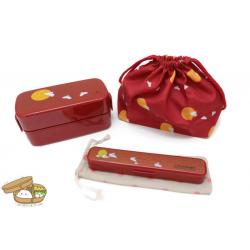 Rabbit Bento Box Japanese-style Set - เซตกล่องเบนโตะญี่ปุ่นลายกระต่าย รวมชุดช้อนตะเกียบ สีแดง