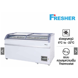 Fresher FCG-500P ตู้แช่แข็ง หมูสด ไก่สด หมูกะทะ สองระบบ แช่เย็น เเช่แข็ง ขนาด 17.7 คิว 147x75x86cm - น้ำหนัก 80 KG 500 ลิตร กระจกโค้ง