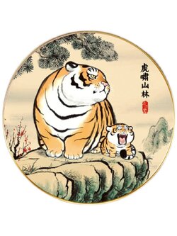 tiger-1033 *สินค้าหมด* ชุดปักครอสติช ลายเสืออ้วนแม่ลูก (ปักเต็มผืนผ้า ผ้า11CTพิมพ์ลาย มีประกาย ปักครั้งละ 3 เส้นเล็ก) ขนาด 50*50 ซม.ผ้าครอสติช 11CTพิมพ์ลายปักบนผ้า ไหมคอตตอน 22 สี ผังลาย เข็ม